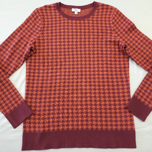 NWT Kim Rogers Women's Wine Houndstooth Crew Long Sleeve Pullover Sweater, sz MD - Picture 10 of 15